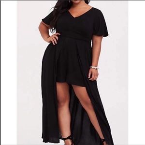 NEW 16 Torrid romper Challis maxi skirt overlay